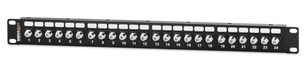 24-port 1-GHz F-Type Feed-Thru Patch Panel, 1 RMU