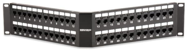 48-Port Category 6 MT-Series Unscreened Angled Panel, 2 RMU
